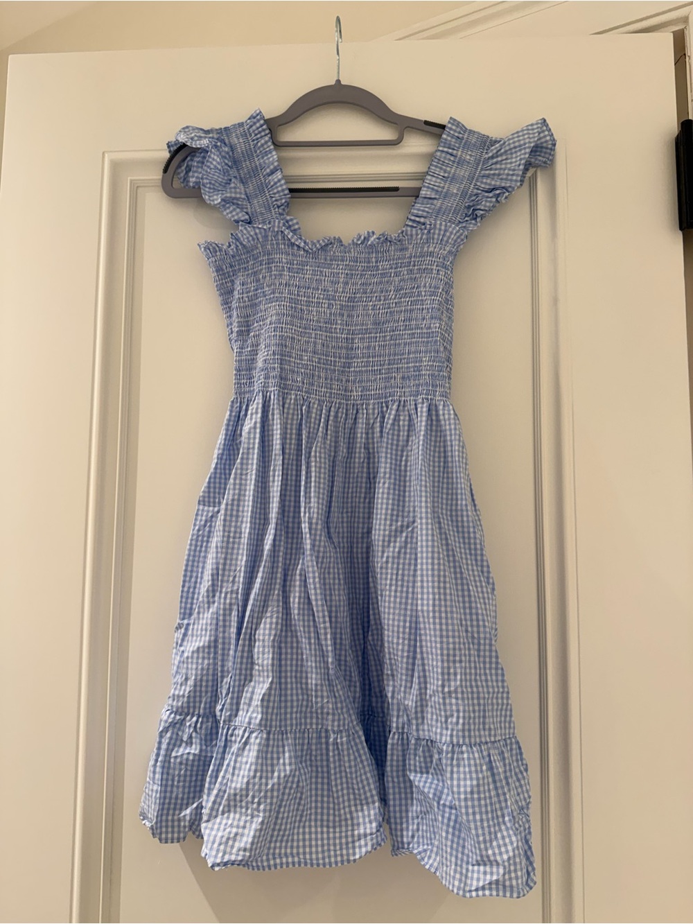 Hill House Light Blue Gingham Smocked Mini Dress - Picture 2 of 3